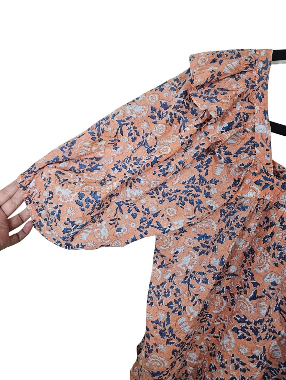 Cleobella Mariana Puff Short Sleeve Blouse Top Floral Print Ruffled Pink XS - Picture 12 of 16